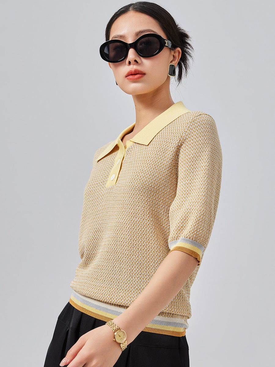 高級シルクニット一目惚れ! 必ず目を引くカットソー