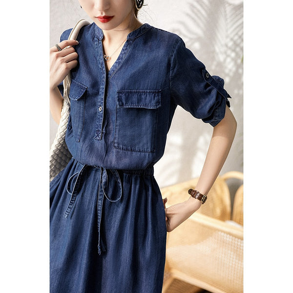 ✨美品✨ダイアグラム デニム ロングワンピース　カシュクール 38 ✨美品✨ダイアグラム デニム ロングワンピース カシュクール 38
